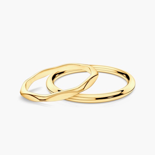 Obrączki partnerskie Sign of Love®: złote, płaska 1,9mm i okrągła 1,7mm